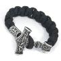 Gungneer Viking Mjolnir Thor Hammer Stainless Steel Scandinavian Braided Bracelet Men Women Norse Protection Jewelry