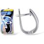 Santuzza 925 Sterling Silver Earrings Classical Face Pattern Fashion Colorful Handmade Enamel Jewelry（Blue/Green）