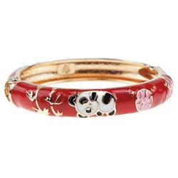 UJOY Childrens Bracelet Beautiful Cloisonne Panda Rabbit Enamel Gold Hinge Open Cuff Bangles Jewelry for Girls Gifts 55D01