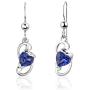 Created Sapphire Pendant Earrings Necklace Sterling Silver Heart Shape 2.00 Carats