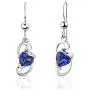 Created Sapphire Pendant Earrings Necklace Sterling Silver Heart Shape 2.00 Carats
