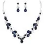 Rosemarie Collections Womens Rhinestone Teardrop Statement Necklace Hypoallergenic Drop Earrings Set, 15''-21'' with 6'' Extender