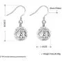 Hollow Ball Round Cage Heart Love Filigree Fish Hook Dangle Drop Earrings for Women Girls Sensitive Ear Fashion Elegant Sterling Silver Plated Lightweight Dangling Hypoallergenic Jewelry Gifts