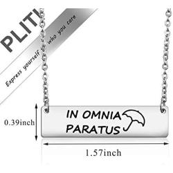 In Omnia Paratus Bar Necklace Strength Jewelry Gilmore Jewelry Ready for Anything Motivational Necklace Gift for Women Girls Umbrella Gilmore Gifts