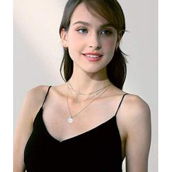 Multilayered Chain Necklace –Women’s Multi-Stand Bohemia Sequins Disc Choker Chain Gold Silver Triple Layered Minimalist Pearl Pendant Necklace Jewelry