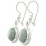 NOVICA Green Jade and .925 Sterling Silver Round Dangle Earrings, Mixco Moon