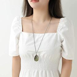 Plumiss Natural Stone Pendant Long Chain Necklace for Women Men