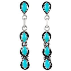 Southwest Style Earrings Genuine Turquoise & 925 Sterling Silver dangle earring gemstone jewelry