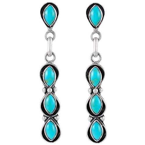 Southwest Style Earrings Genuine Turquoise & 925 Sterling Silver dangle earring gemstone jewelry
