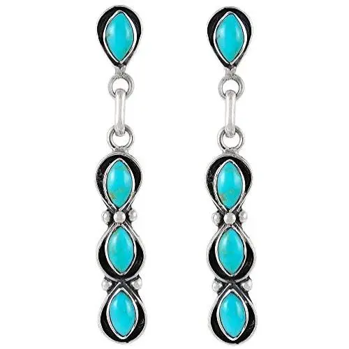 Southwest Style Earrings Genuine Turquoise & 925 Sterling Silver dangle earring gemstone jewelry Southwest Style Earrings Genuine Turquoise & 925 Sterling Silver dangle earring gemstone jewelry