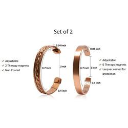 Copper Bracelets for Arthritis - for Men and Women 100% Copper with 6 Powerful Magnets - Effective and Natural Relief for Joint Pain and Arthritis Set of 2 (Plain and Braided Inlay)