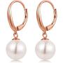 ZowBinBin 925 Sterling Silver 10mm Pearl Earrings, Beautiful Black Pearl Earrings, White Pearl Dangle Earrings Hypoallergenic Drop Pearl Earrings
