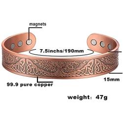 MagEnergy Copper Bracelet for Men Life of Tree Magnetic Therapy Bracelet Viking Jewelry 7.5inches Adjustable