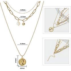 Layered Gold Coin Necklace for Women Boho Penny Design Pendant Circle Choker Sets Jewelry