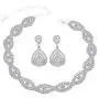 Finrezio Crystal Choker Necklace Teardrop Earring Set for Women Girls Rhinestone Wedding Bridal Party Jewelry Set