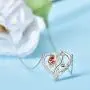 Distance Rose Heart Necklace for Women 925 Sterling Sliver Two-Tone Rose Flower Jewelry for Girlfriend Wife Mom Daughter