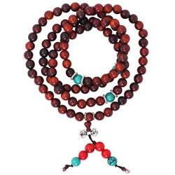 Mandala Crafts Natural Wood 108 Mala Prayer Beads Necklace, Bracelet from for Meditation, Yoga