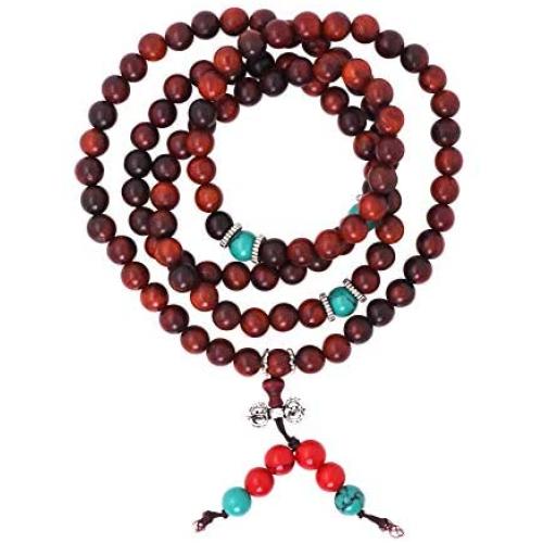 Mandala Crafts Natural Wood 108 Mala Prayer Beads Necklace, Bracelet from for Meditation, Yoga