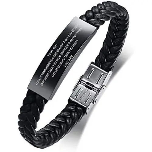 to My Son Gift from Mom Dad Always Remember Leather Bracelets Birthday Graduation Anniversary Inspirational Gift for Men Boy to My Son Gift from Mom Dad Always Remember Leather Bracelets Birthday Graduation Anniversary Inspirational Gift for Men Boy