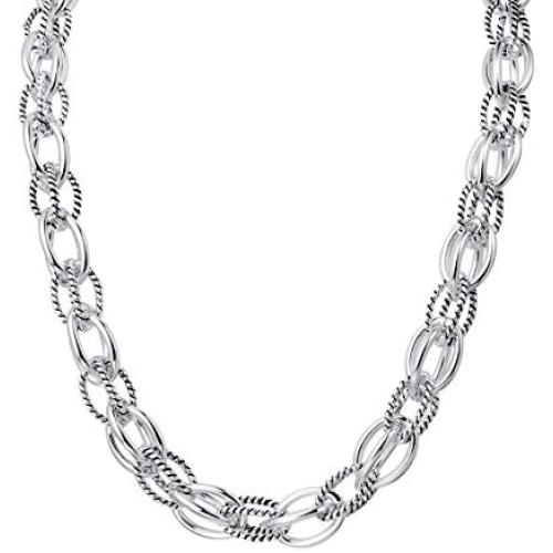 UNY Style Trendy Elegant Vintage Retro Unique Fashion style 2 Tone Double Twist Wire Link Women Short Chain Necklace