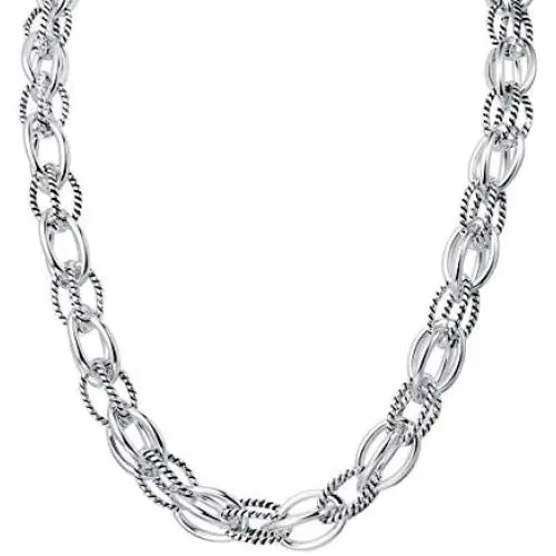 UNY Style Trendy Elegant Vintage Retro Unique Fashion style 2 Tone Double Twist Wire Link Women Short Chain Necklace UNY Style Trendy Elegant Vintage Retro Unique Fashion style 2 Tone Double Twist Wire Link Women Short Chain Necklace