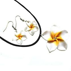Donau Plumeria Hawaii Flower Polymer Clay Earrings Pendant Necklace Jewelry Sets 18Colors