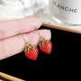 Cute Red Strawberry Dangle Earrings Sweet Fruit 3D Strawberry Drop Earrings for Woman Girl Teens