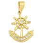 10k Real Solid Gold Anchor Pendant Set with CZ Stones, Hope Charm Sailor Gift for Any Special Occasion