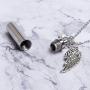 Fanery Sue Personalized Urn Necklace for Human Ashes Keepsake Angel Wing Custom Cremation Jewelry Memorial Cylinder Pendant