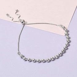 Shop LC Delivering Joy 925 Sterling Silver Bead Bolo Bangle Bracelet Wedding Engagement Jewelry for Women Adjustable