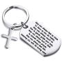 WUSUANED Christian Keychain May You Always Feel As Close to Jesus As You Do Today Cross Charm Keychain Religious Jewelry Christening Baptism Gift