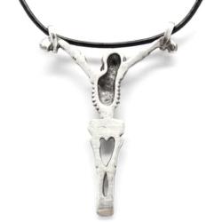 Trilogy Jewelry Pewter Hanging Skeleton Gothic Biker Pirate Pendant, Leather Necklace