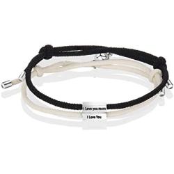 Magnetic Couple Bracelet Set, Black and White Bracelet Adjustable Couple Bracelets Great Gift for Women, Men, Lover, Him Her and Best Friend Rope Bracelet Set of 2