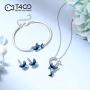 T400 Blue Purple Pink Crystal Butterfly Lever Back Earrings Birthday Gift for Women Girls