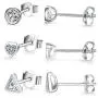 Silver Stud Earrings for Women, 3 Pairs Tiny Round Heart Triangle Cubic Zirconia Studs Hypoallergenic Earrings Set Piercing Jewelry for Men Girls, 4mm Silver Stud Earrings for Women, 3 Pairs Tiny Round Heart Triangle Cubic Zirconia Studs Hypoallergenic Earrings Set Piercing Jewelry for Men Girls, 4mm