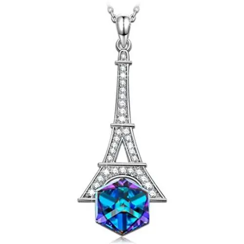 Kate Lynn Gifts for Her Valentines Day Eiffel Tower Pendant Necklace Crystals Jewelry for Girlfriend Daughter Friends Female with Gift Box, 17.5''+2'' Kate Lynn Gifts for Her Valentines Day Eiffel Tower Pendant Necklace Crystals Jewelry for Girlfriend Daughter Friends Female with Gift Box, 17.5''+2''