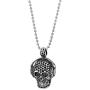 COOLSTEELANDBEYOND Mens Women Steel Silver Black Headphone Honeycomb Skull Pendant Necklace, 30 in Chain, Gothic Biker