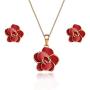 Rose Flower Necklace Earrings Set for Women 18K Gold Plated Hypoallergenic Jewelry Sets