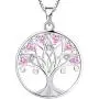 YL Tree of Life Necklace, Heart Family Tree Pendant, Sterling Silver Birthstones Jewelry Gift for Women