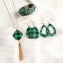 Plaid Christmas Jewelry Set Multi-Layer Tube Bracelets Faux Leather Pendant Necklace Buffalo Plaid Earrings for Women Girls Plaid Christmas Jewelry Set Multi-Layer Tube Bracelets Faux Leather Pendant Necklace Buffalo Plaid Earrings for Women Girls