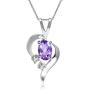 Silvershake Natural Gemstone 925 Sterling Silver Modern Heart Pendant with 18 Inches Chain Necklace