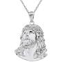925 Sterling Silver Jesus Head Face Charm Religious Pendant Necklace, 0.92''