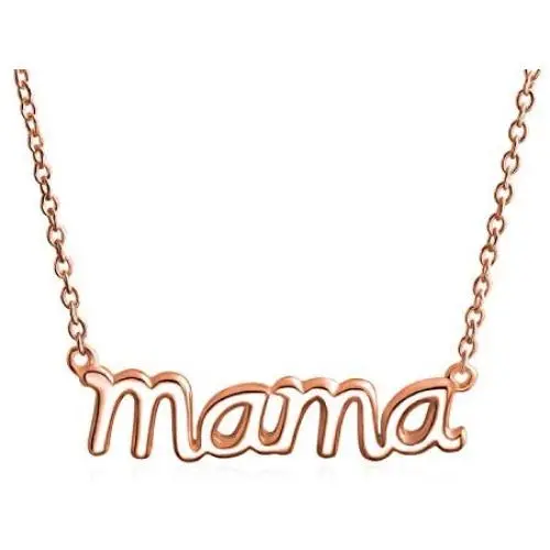 MAMA Word Name Plate Talk Station Pendant Necklace For Mother For Wife Women 14K Rose Gold Plated 925 Sterling Silver