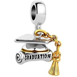 CharmSStory Magic Book Student Graduation Cap Charm Beads for Bracelets