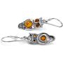Sterling Silver Amber Owl Earrings Pendant Set Necklace 18 Inches