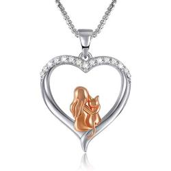 Best Friend Cat Necklace for Women Girls Heart Necklace Fashion Cute Dog Pendant Dainty Necklace Gift for Cat/Dog Lovers for Birthday Valentines Day Gift