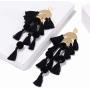 Long Tassel Earrings Statement Bohemian Pom Ball Handmade Drop Dangle Earrings for Women Girls