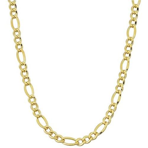 14K Yellow Gold Filled Solid Figaro Chain Necklace, 3.2 mm Wide