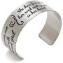 Vera Viva She Has Fire in Her Soul and Grace in Her Heart Inspirational Cuff Bracelet, Stainless Steel, Adjustable Fit