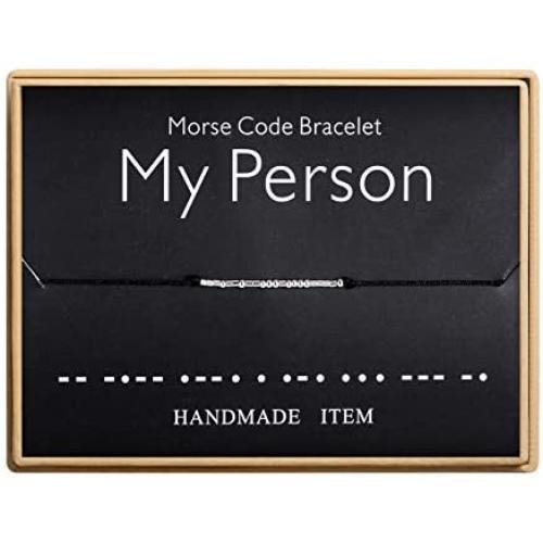 My Person Morse Code Bracelet Handmade Bead Adjustable String Bracelets Inspirational Jewelry for Women